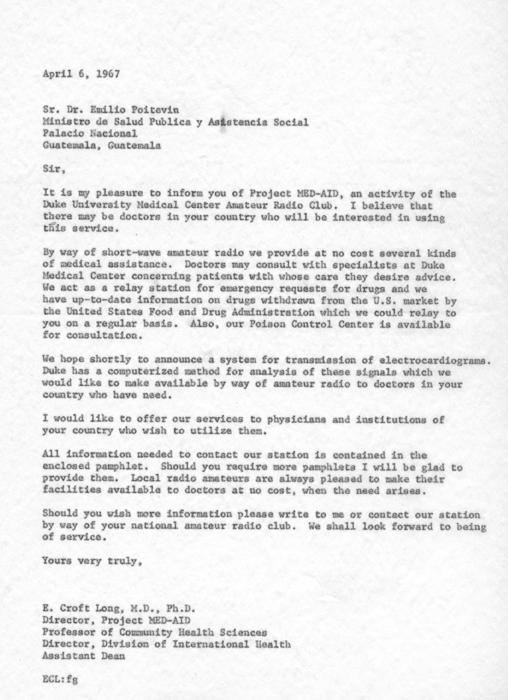 E. Croft Long Letter about Project MED-AID