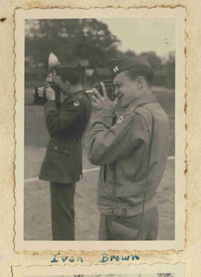 Ivan Brown with movie camera, WWII