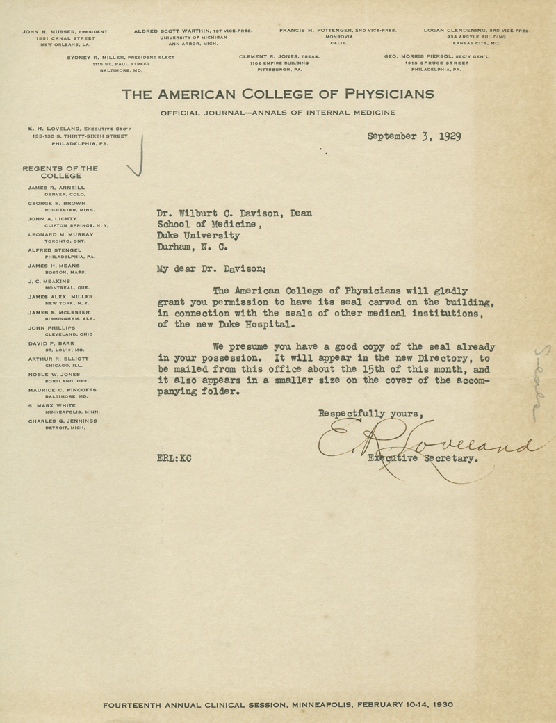 American College of Physicians Letter