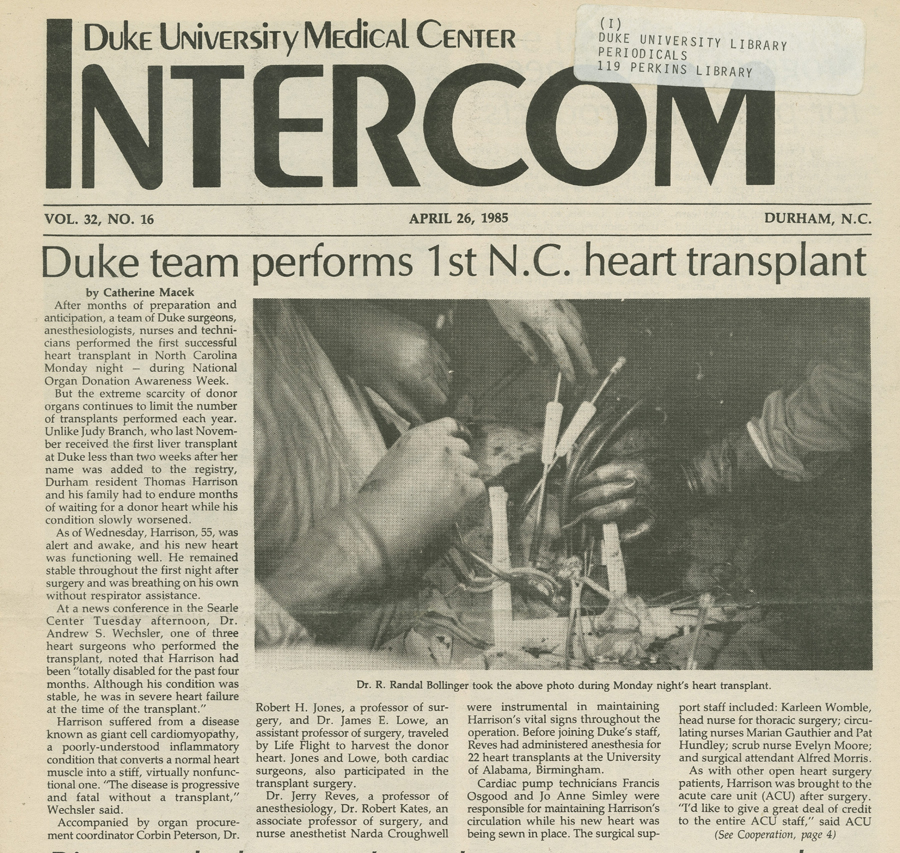 First Heart Transplant, 1985