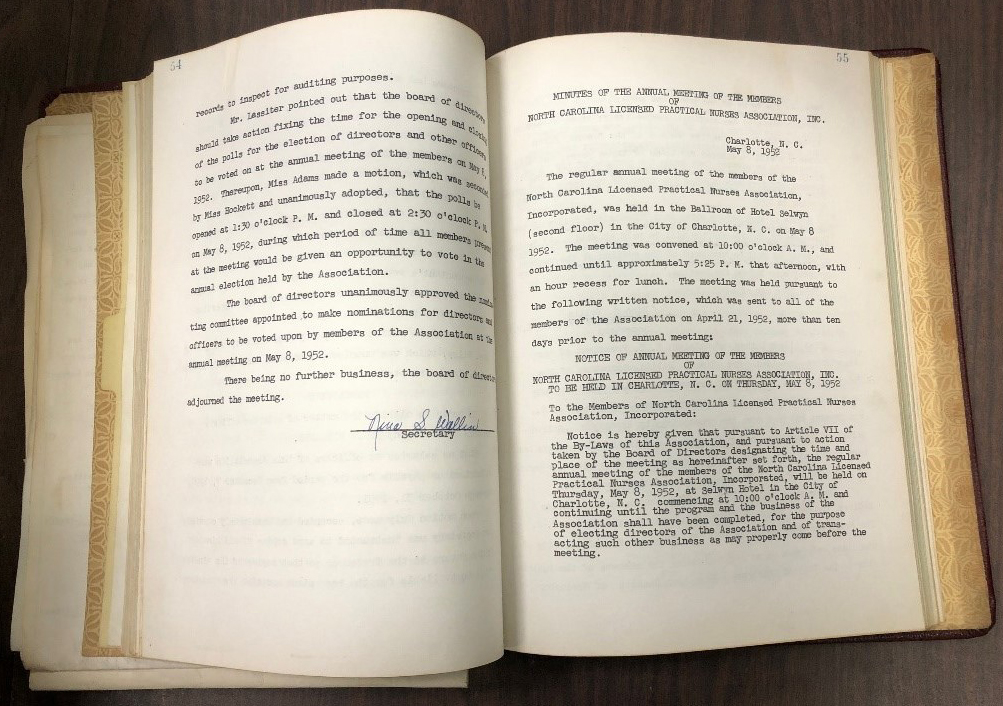 Minutes of the Annual Meeting of the Members of North Carolina Licensed Practical Nurses Association, Inc. 5/8/1952